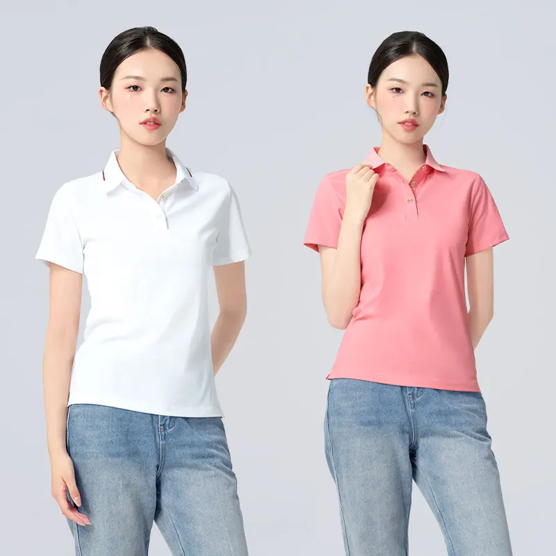 

Women Uniform Polo Shirt With Short Sleeves Quick-dry Running Yoga Dance Sport T-Shirt Sportswear Tops for Women