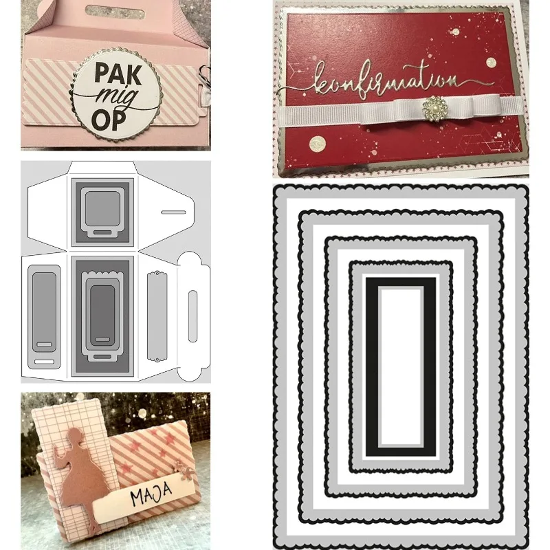 A Rectangle with a Wavy Border Cutting Dies Scrapbook Diary Decoration Stencil Embossing Template DIY Greeting Card Handmade