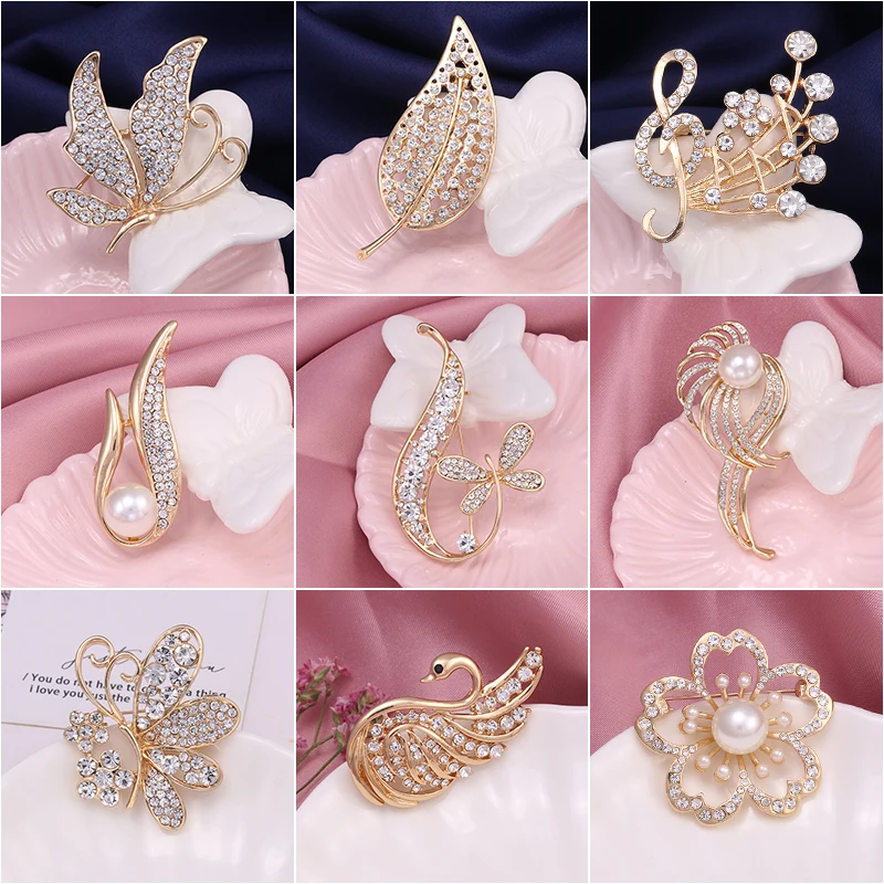 Elegant Vintage Swan Butterfly Violin and Clover Flower Brooch for Women a Romantic Sculpted Bridal Party Corsage Pin Accessory