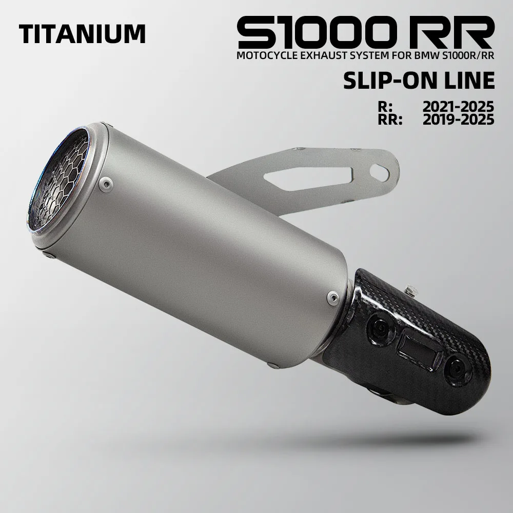 

For BMW S1000RR S1000R 2019-2025 Slip On Line Motorcycle Exhaust Modify Escape Titanium Muffler with Carbon Anti-scalding cover