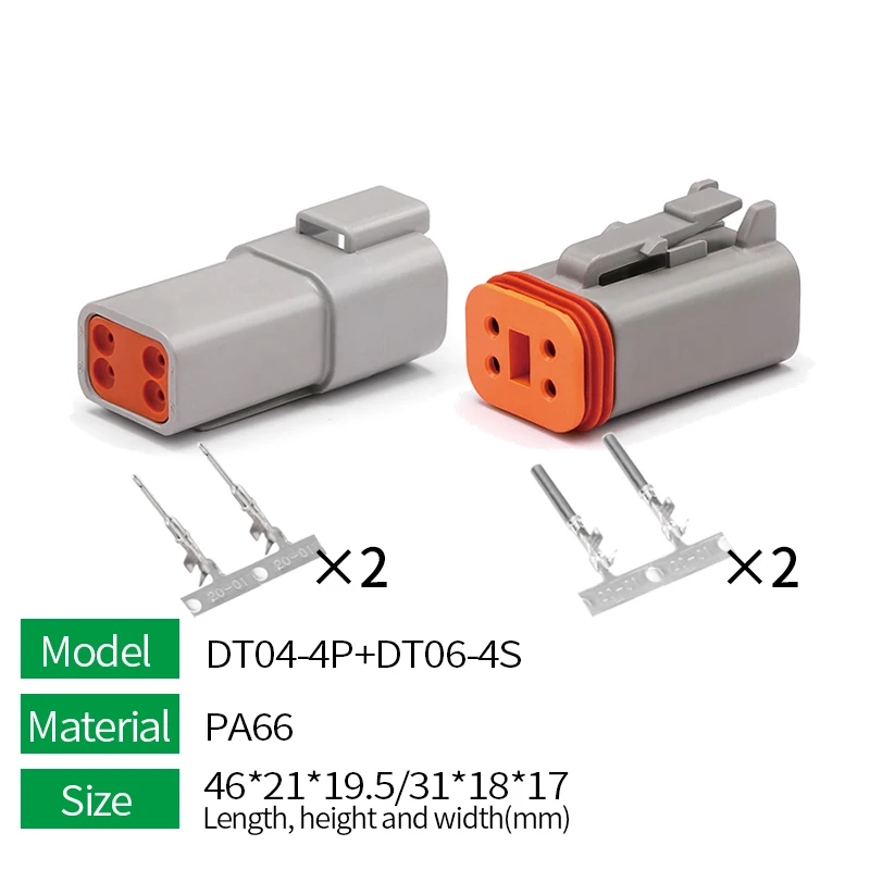 Deutsch DT 4P 4Pin 22-16AWG Waterproof Automobile Wire Connector Plug DT06-4S DT04-4P Male and Female Heads Socket Terminal