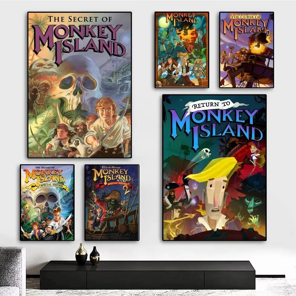 1pc Classic Game The Secret Of Monkey Island Poster Sticker Print Waterproof Wall Art For Living Room Bedroom Home Decor