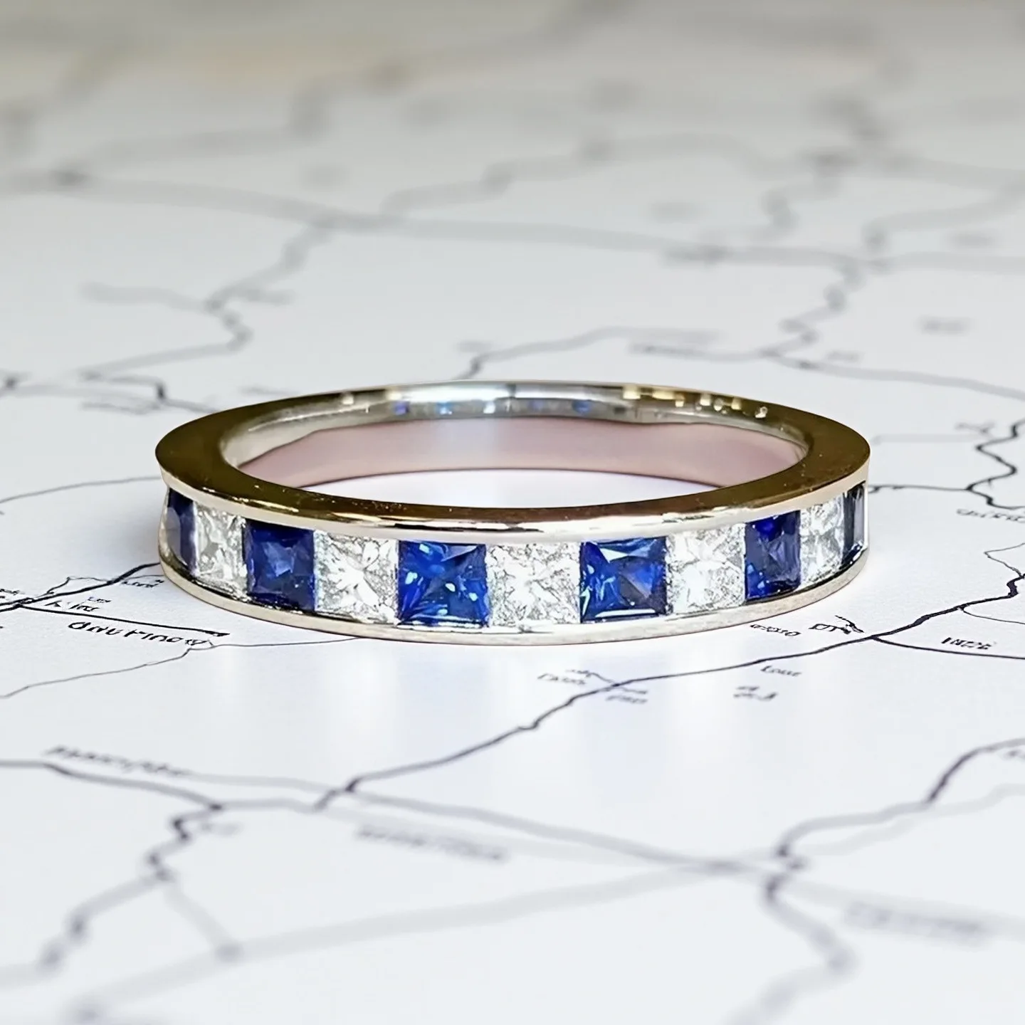 Fashion Sapphire Simple Stainless Steel Rings Double Diamond Women Men Wedding Band Jewelry Unique Women' Ring For Gift