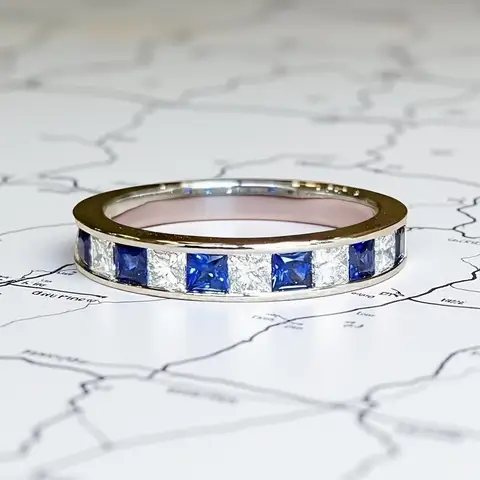 Fashion Sapphire Simple Stainless Steel Rings Double Diamond Women Men Wedding Band Jewelry Unique Women' Ring For Gift