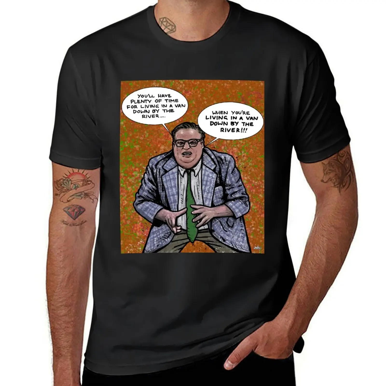 

Matt Foley - Living In A Van Down By The River (orange) T-Shirt plus size tops anime clothes fitted t shirts for men