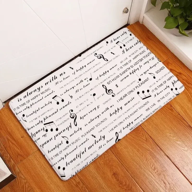 Musical Piano Note Print Mat Hallway Doormats Non Slip Kitchen Bath Floor Rug Entrance Washable Carpet Home Bedroom Decoration