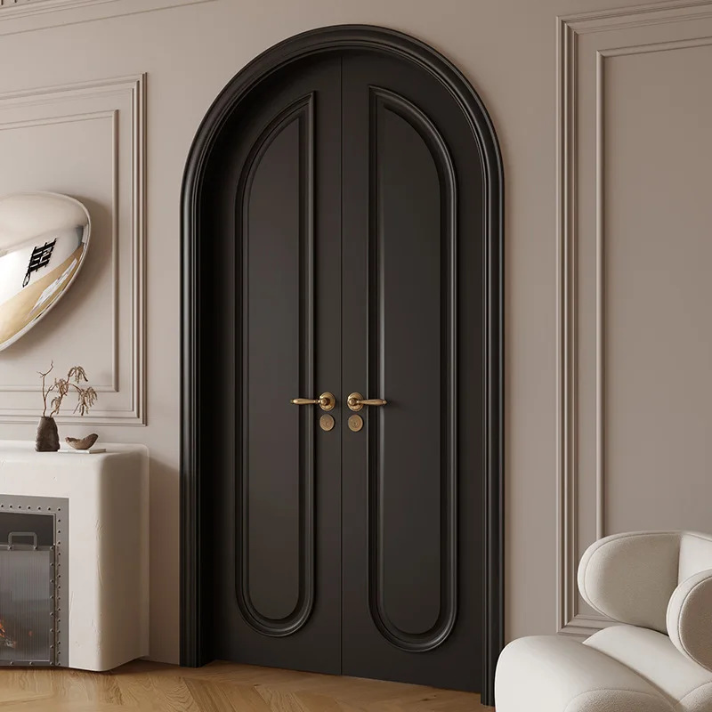 Arc arched French vintage door interior lacquered door black double door