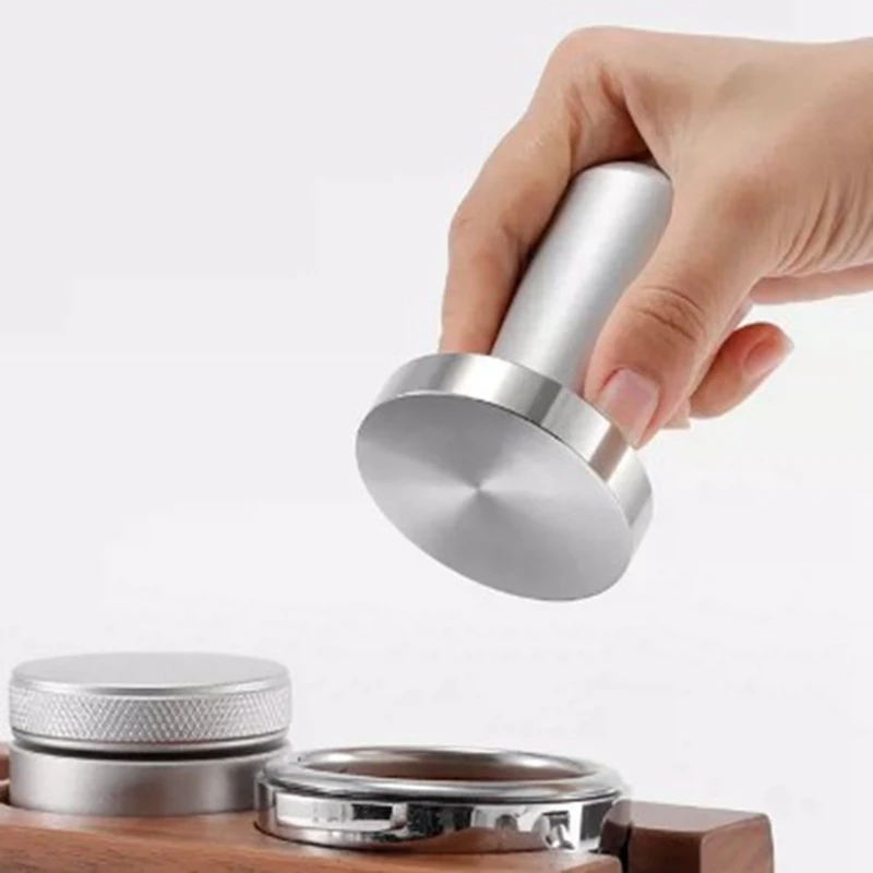 1 Set Of Three 58Mm Aluminum Coffee Tamper Replacement Accessories With Grooved Wooden Pad Non-Slip Coffee Appliance Accessories