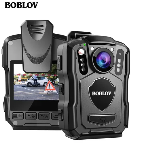 BOBLOV M5 Mini cámara 4200MAH Batería 15 horas de grabación Cámara corporal de policía HD 1440P 170 ° Videocámara pequeña de seguridad angular 128G