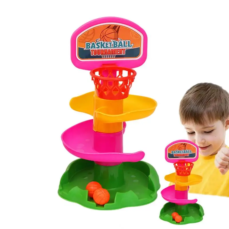 Kids Ball Track Toy Throwing Basketball Track Toy Interactive Sliding Sphere Tower Early Education Supplies For Toddler