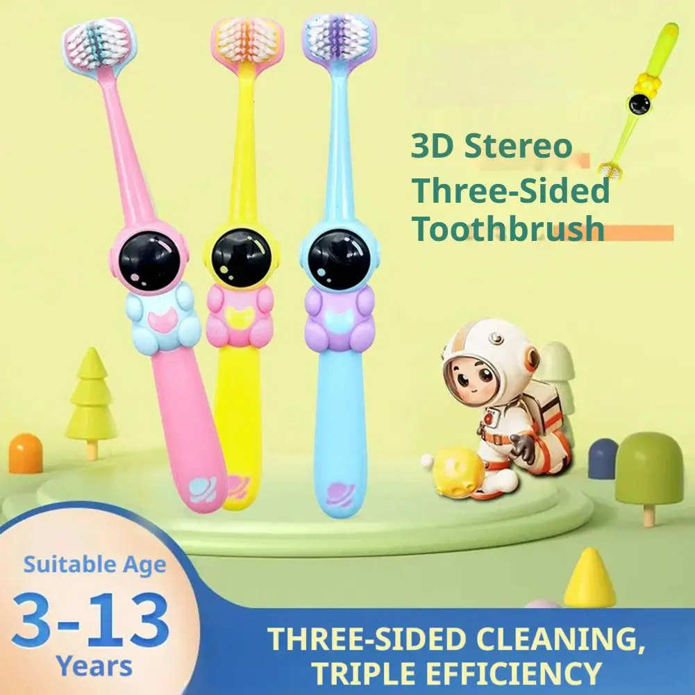 2pcs Children Toothbrush Three-sided Soft Bristle Teeth Whitening Brushes For 3-12 Years Old Kids Toothbrushes Dental Oral Care