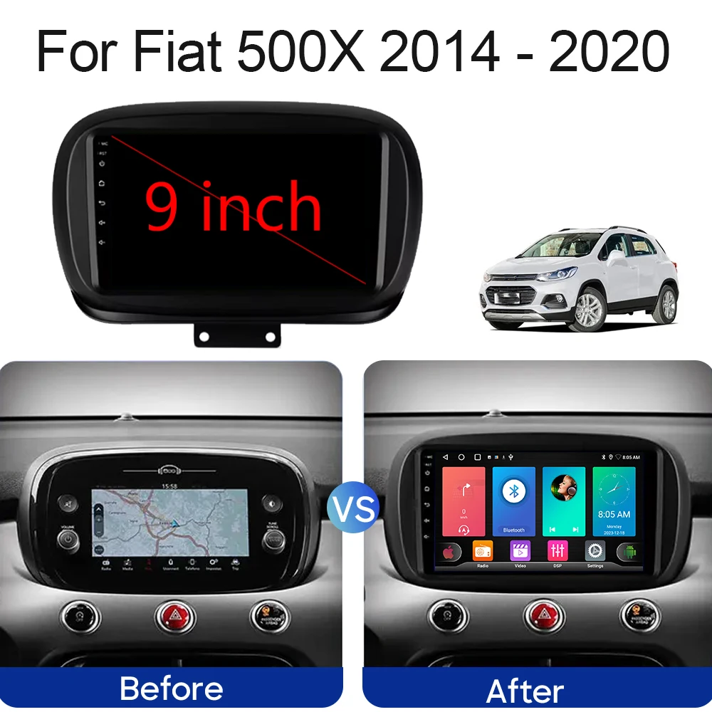 Touch Screen For Fiat 500X 2014 - 2020 Car Radio GPS Navigation Head Unit Multimedia Video Player Android Auto WIFI No 2din DVD