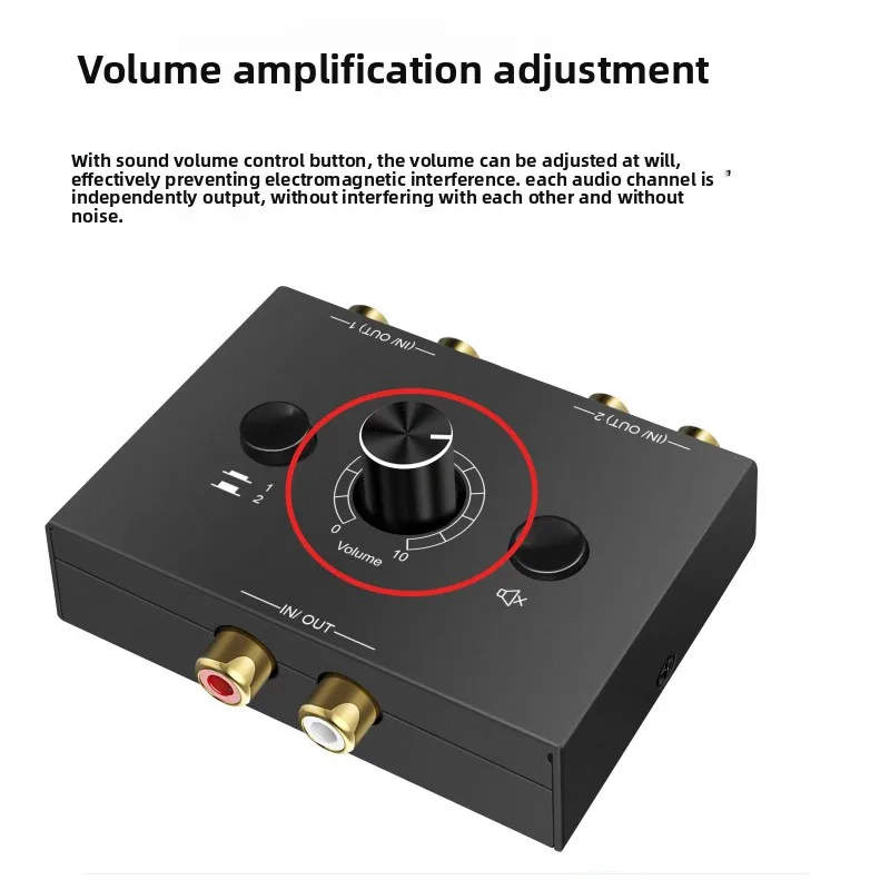 2-in 1-out Lossless Audio Switcher Source Signal Selection Distribution RCA Gold-plated RCA Connectors 1-in 2-out