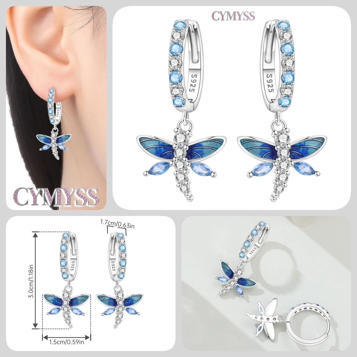 925 Sterling Silver Inlaid Zircon Butterfly Earrings Insect Element Original Design Women's Fashion Party Jewelry Gift Ear Loops Sb6656b2de0314f8ca458390fc5daced6O