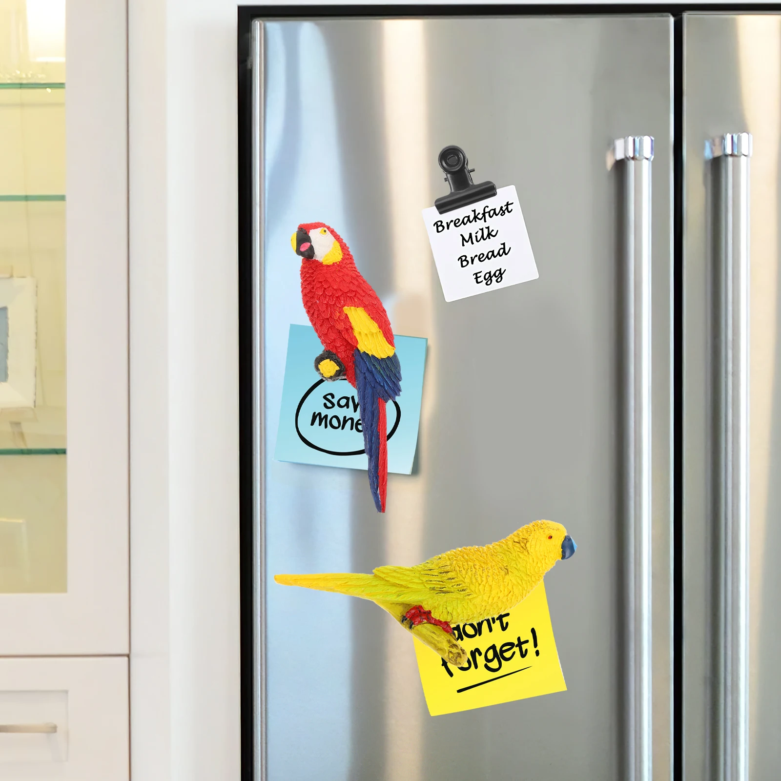 

2 Pcs Parrot Wall Stickers Magnet Magnetic Fridge Bird Magnets Refrigerator with Parrots Funky Office Cute