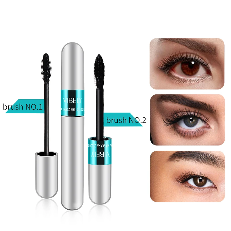 Vibely Eyelash Mask Waterproof 4D Mascara Silk Fiber Lengthening Curling Long Eyelashes Extension Volume Makeup For Women Beauty