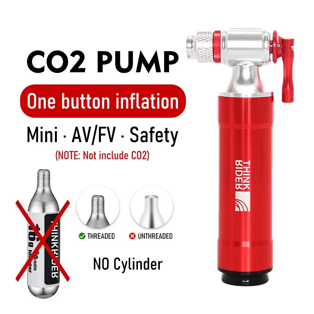 ThinkRider Red CO2 Pump For Bicycle Schrader Presta Adapter Bike Inflator Aluminum Tire Tube Mini Size MTB Pumps CO2 Cartridge