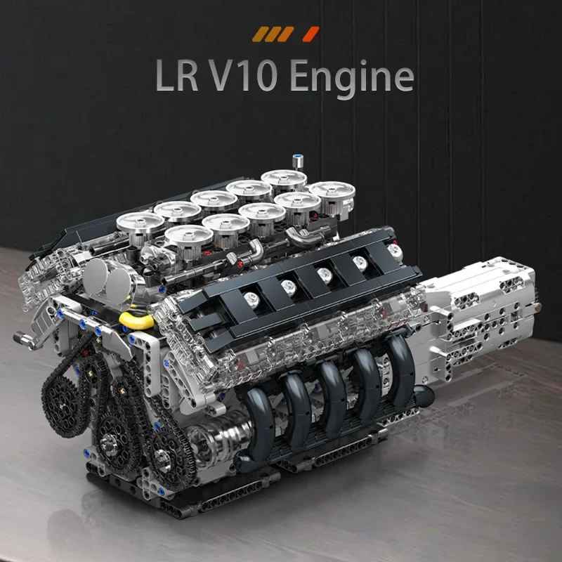 Mould King 10250 Technical Car Engine Toys The Motorized LR Sport Car V10 Engine Building Block Brick Set Kids Christmas Gift