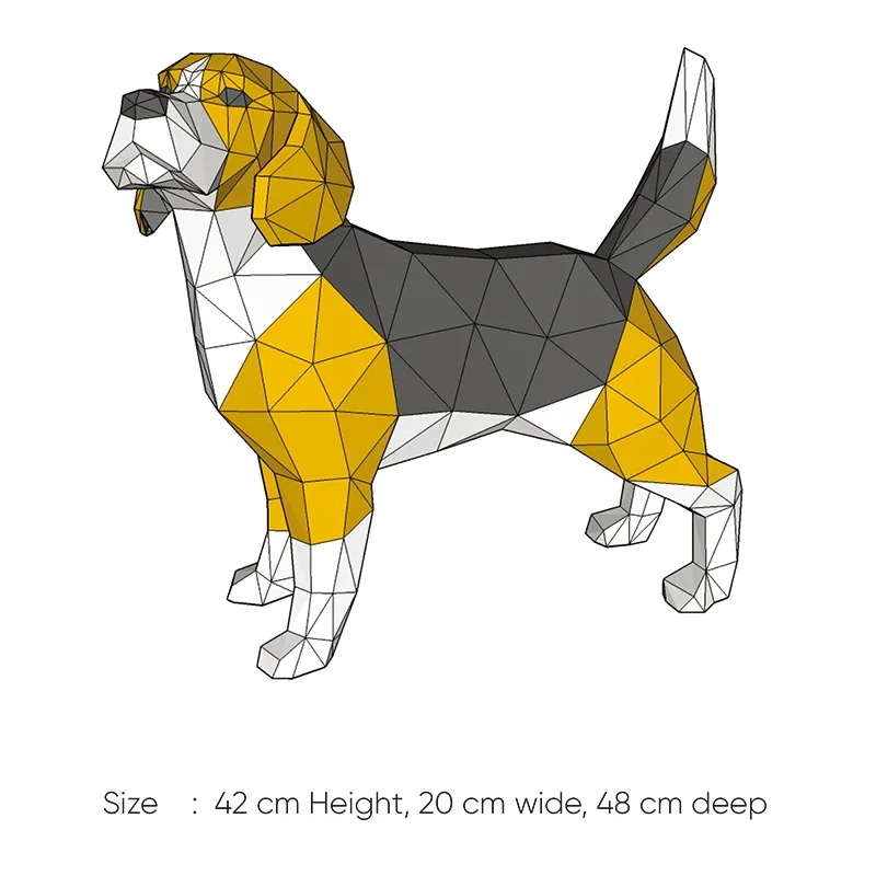 Modello di carta 3D fatto a mano 42cm Beagle cane fai da te Papercraft decorazioni per la casa scrivania decorazione puzzle educativi fai da te giocattoli per bambini regalo 1817