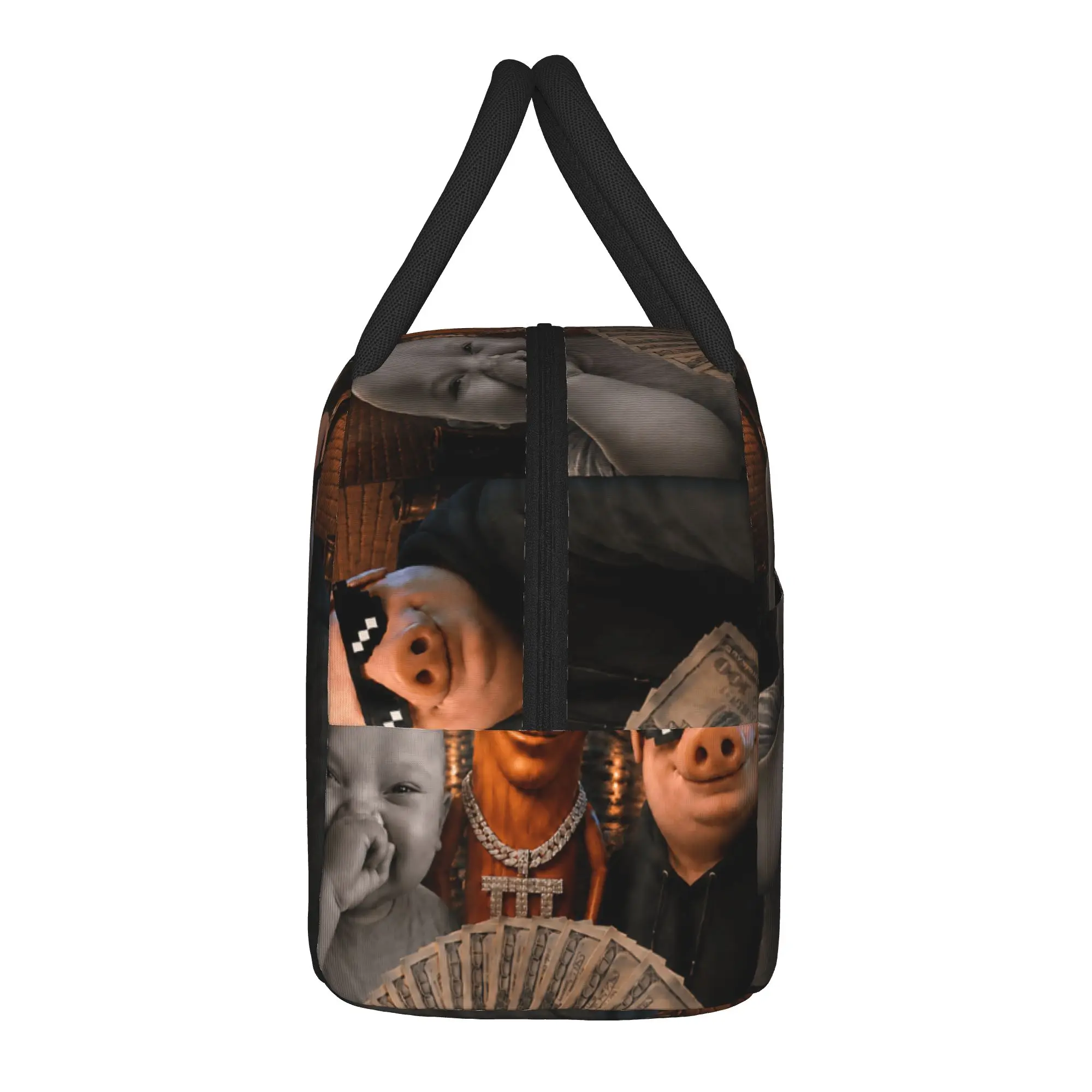 Motion at Your Front Door Tung Sahur John Pork Ai Baby Meme Lunch Bag Portable Insulated Lunch Box Men Office Print Cooler Bag