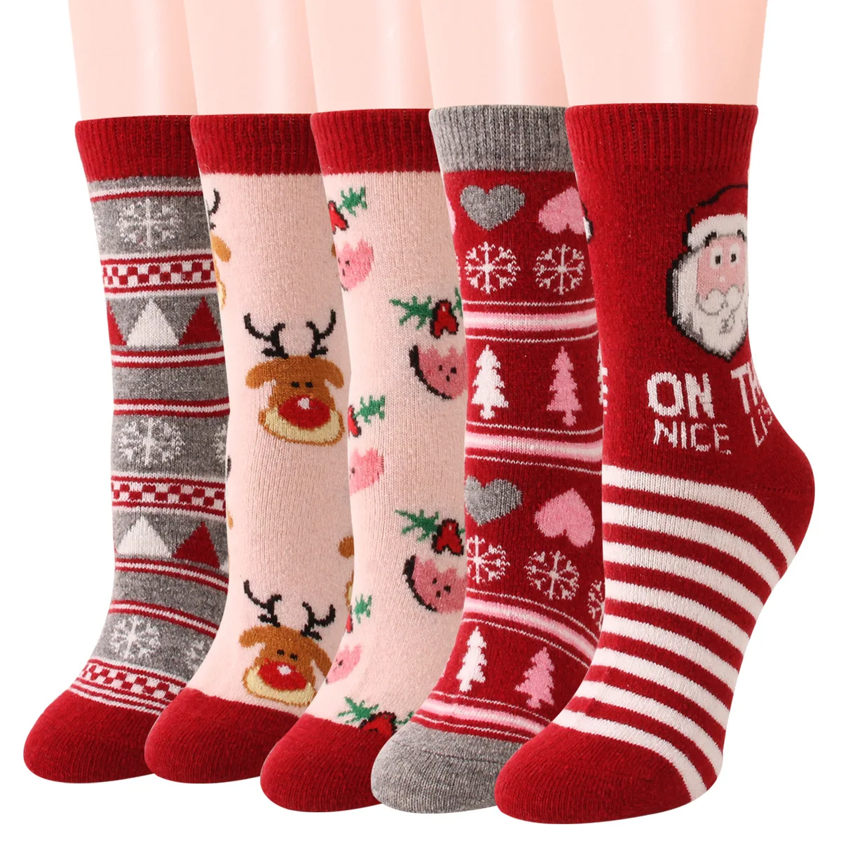 2022 New Arrival Winter Christmas Socks Warm Wool Women Socks Thicken Santa Claus Christmas Tree Elk Socks Harajuku Funny Socks