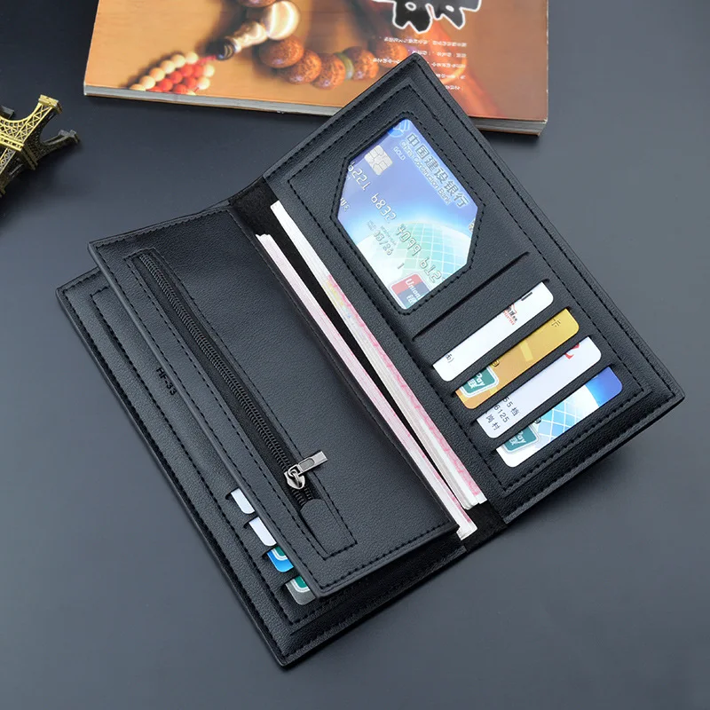 New Men Wallets Classic Long Style Card Holder Male Purse High Quality Zipper Large Capacity Pu Leather Luxury Wallet For Men