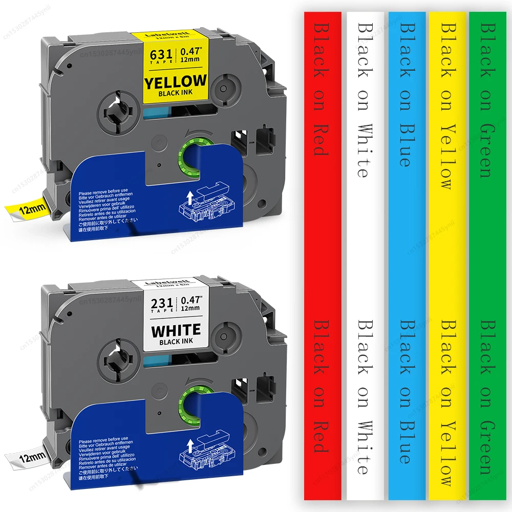 1PK Compatible con cinta de etiquetas Brother TZe231 TZe221 TZe211 TZe131 TZe631 6/9/12mm TZe 231 cinta para impresora de etiquetas Brother p-touch