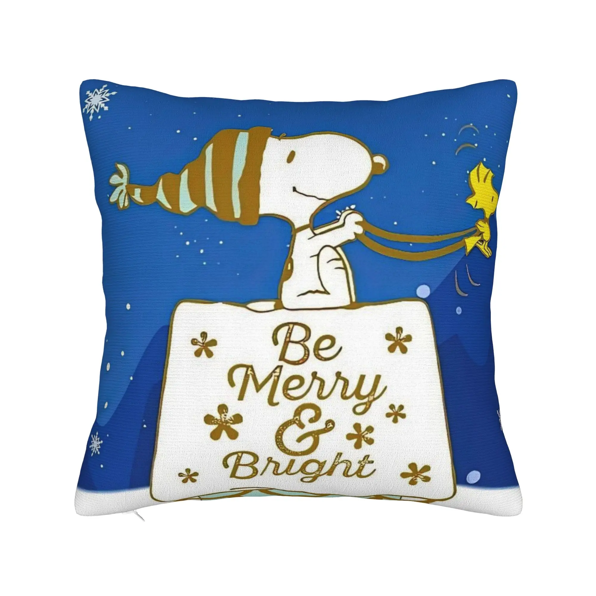 S-Snoopys Xmas  Merry Christmas Pillowcase Polyester Cushion Cover Decor  Throw Pillow Case Cover Home Square 45*45cm