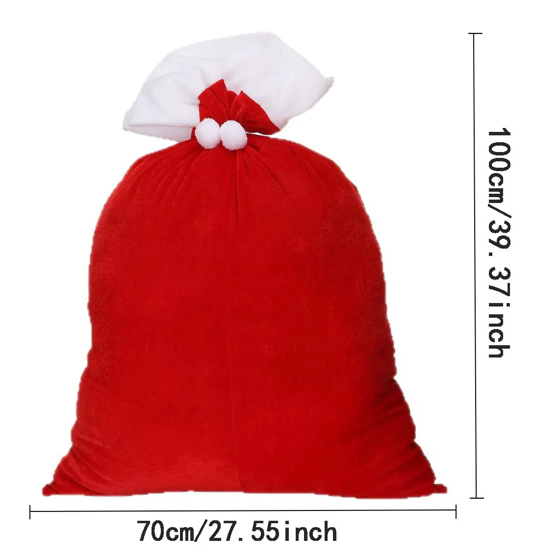 Large Size Santa Claus Christmas Sack Bag Drawstring Red Velvet Xmas Sacks for Presents Kids Stocking Stuffer Bags for Gifts