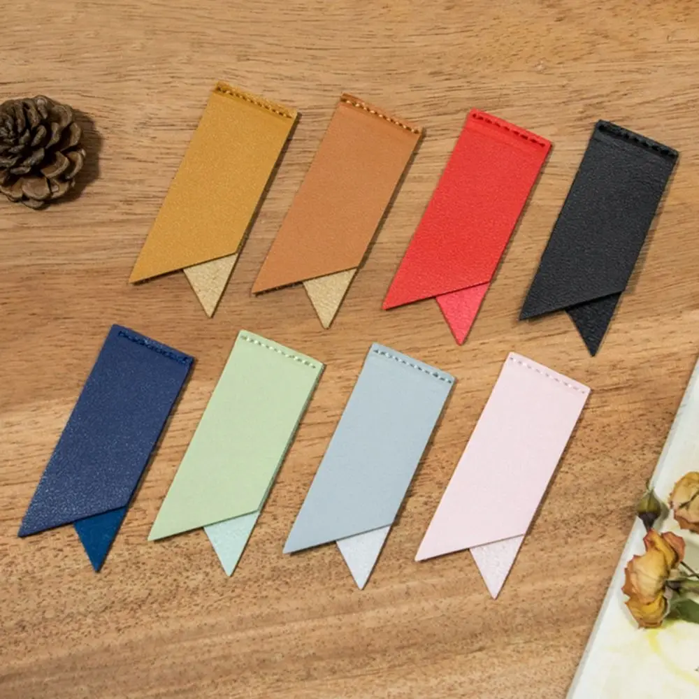 Durable Vintage Leather Bookmark Individual Handmade Fold Bookmark Practical Simple Design PU Leather Label Friend