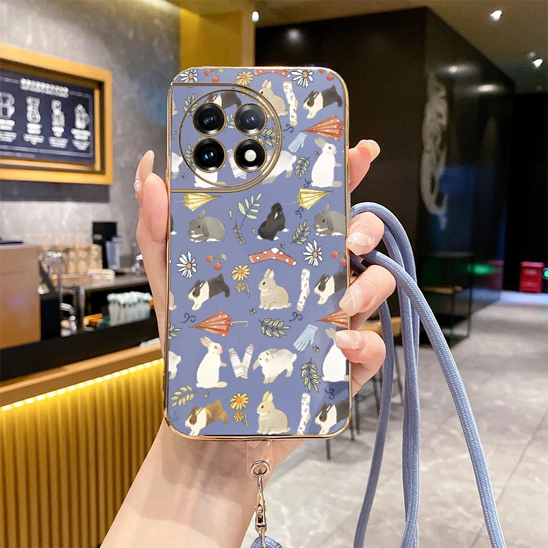 11 R Cute Rabbit Luxury Plating Phone Case For Oneplus 11R 11 12 11Pro 10Pro 10R 9R 9RT 9 10T 8T 9Pro Ace 3 2V 3V 2 2Pro Cover