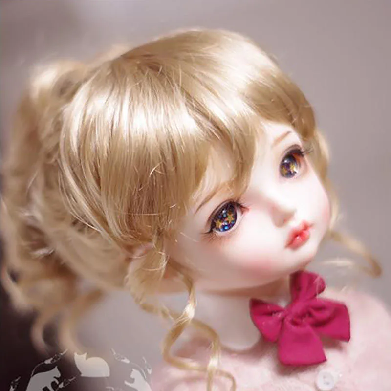 Fashion Big Girl BJD Doll Hair, Free Shipping 1/3 1/4 1/6 1/8 Mohair High Ponytail Curls 1 Piece