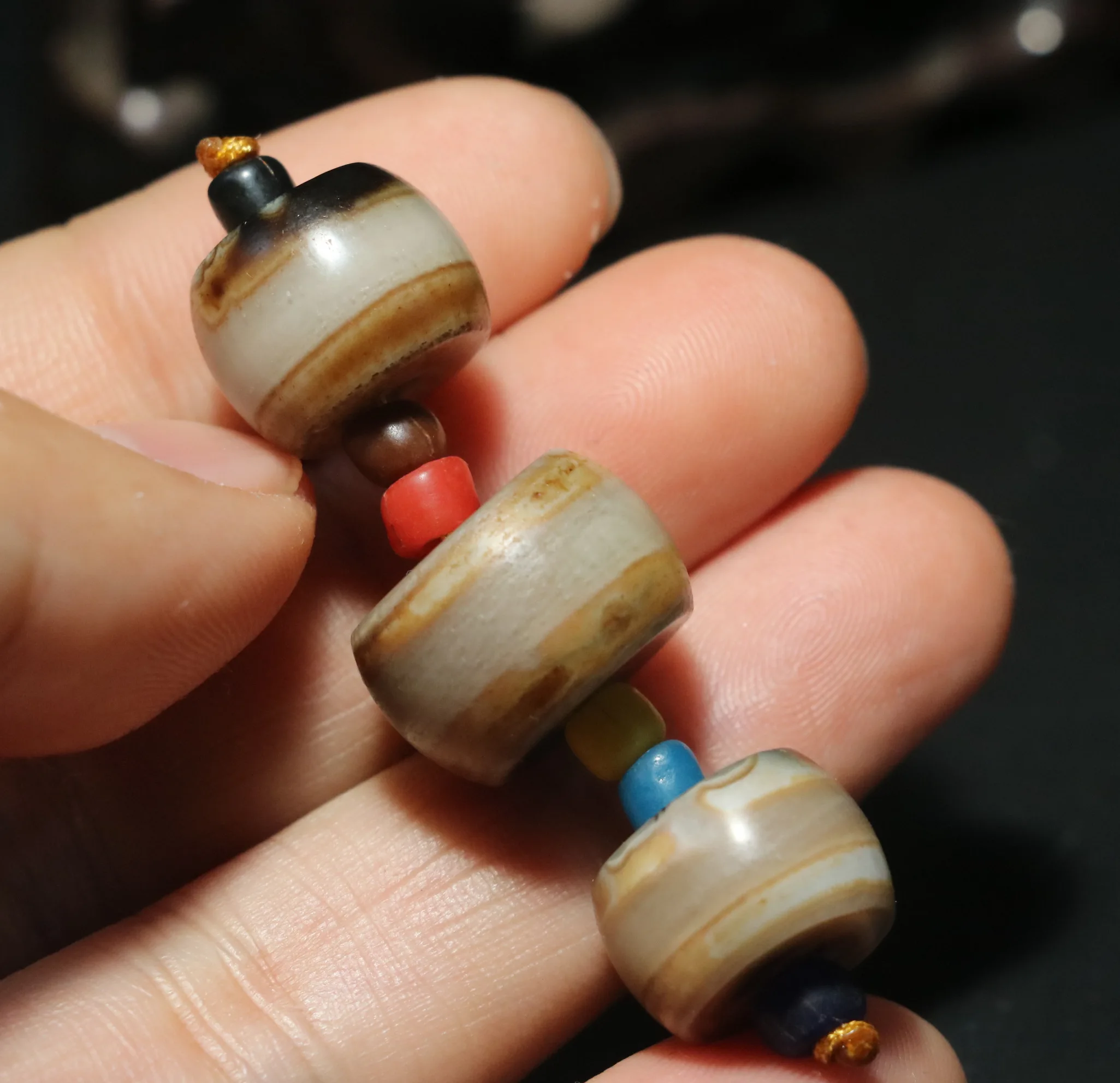 Set of 3 PCS Treasure Magic Power Tibetan Old Agate One Line Healer Medicine dZi Bead BG02 Making Precious Jewelry Timestown