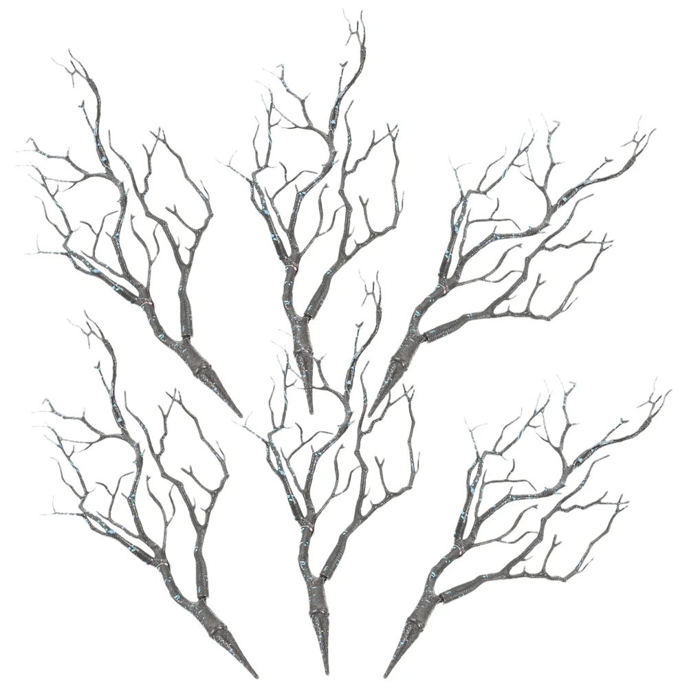 

6 Pcs Decor Artificial Antler Tree Branches Fake Dried Christmas Stem Decors Blue Decoration Office