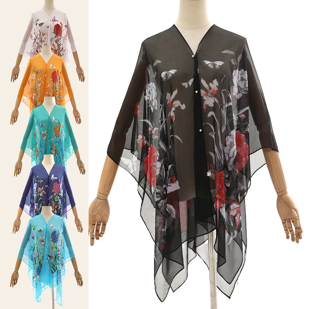 150*96cm Women's Scarf New Design Flower Print Long Shawl Printed Cape Silk Chiffon Tippet Muffler Hot Sale Polyester Scarves