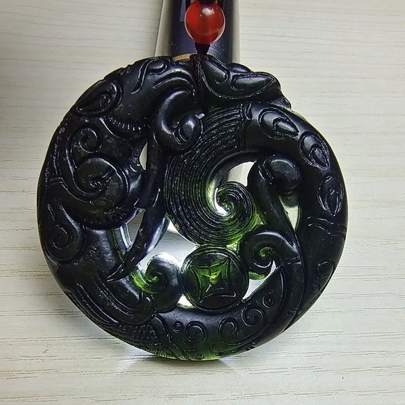 

Natural Medicine King Stone Pendant, Ancient Style, Dark Green Jade Necklace Pendant, New Model.