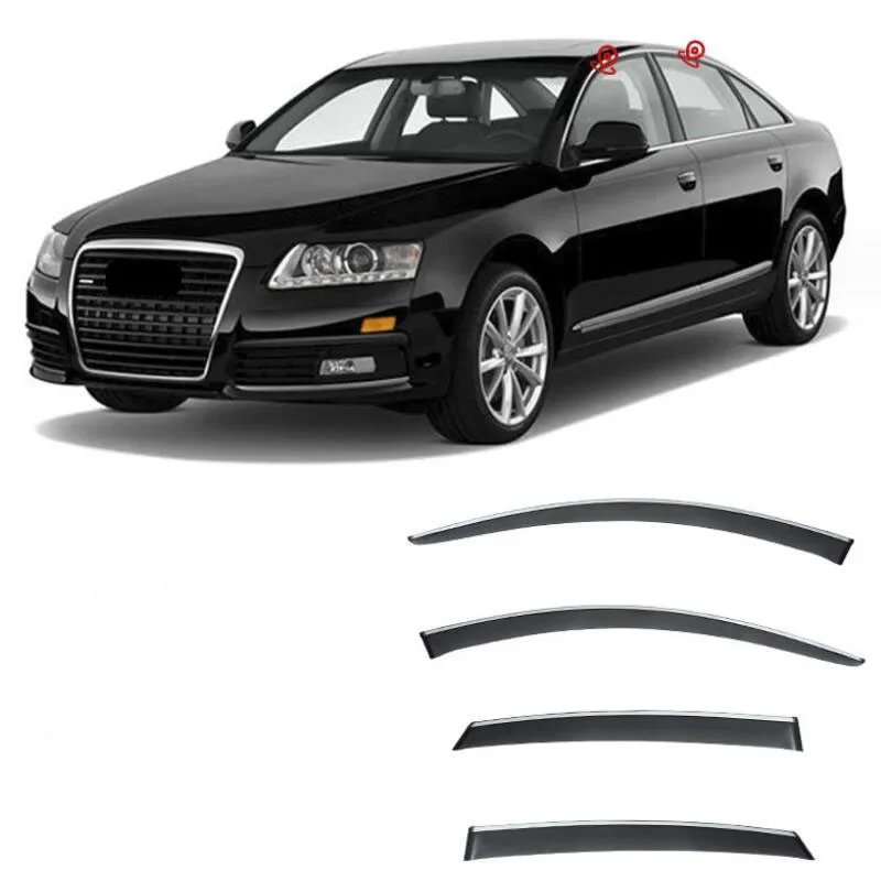 Window Visor Rain Guard Side Window Deflector Weather Shield For Audi A6 A6L 1997 1998 1999 2000 2001 2002 2003 2004 2005 - 2024