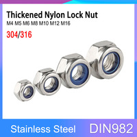 DIN982 A2-70 304/A4-80 316 Stainless Steel Thickened Nylon Lock Nut M4 M5 M6 M8 M10 M12 M16 Nylon Insert Self-lock Nuts