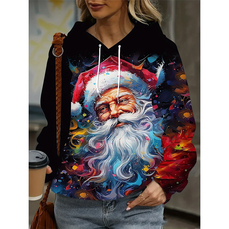 Autumn Christmas Sweatshirts Snowman 3D Print Women Casual Streetwear O-Neck Hoodies Y2k Pullovers Harajuku Tops Woman Clothing