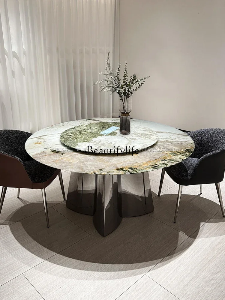 

Natural Luxury Stone Dining Table Italian Style Light Luxury High-End Villa Household Marble Dining Table