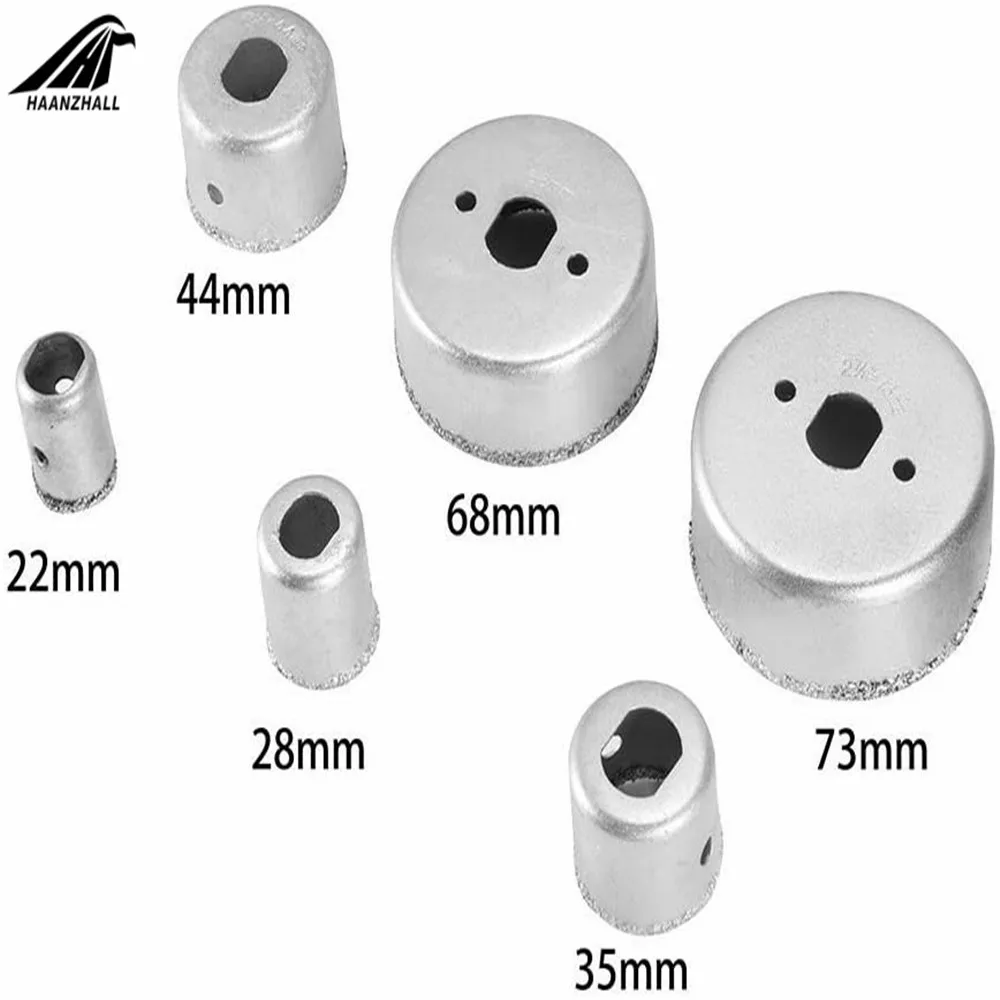 Diamond Coated Hole Saw Drill Bit Tool Set, Tile Ceramic Marble Glass, 22mm, 28mm, 35mm, 44mm, 68mm, 73mm, 1Set