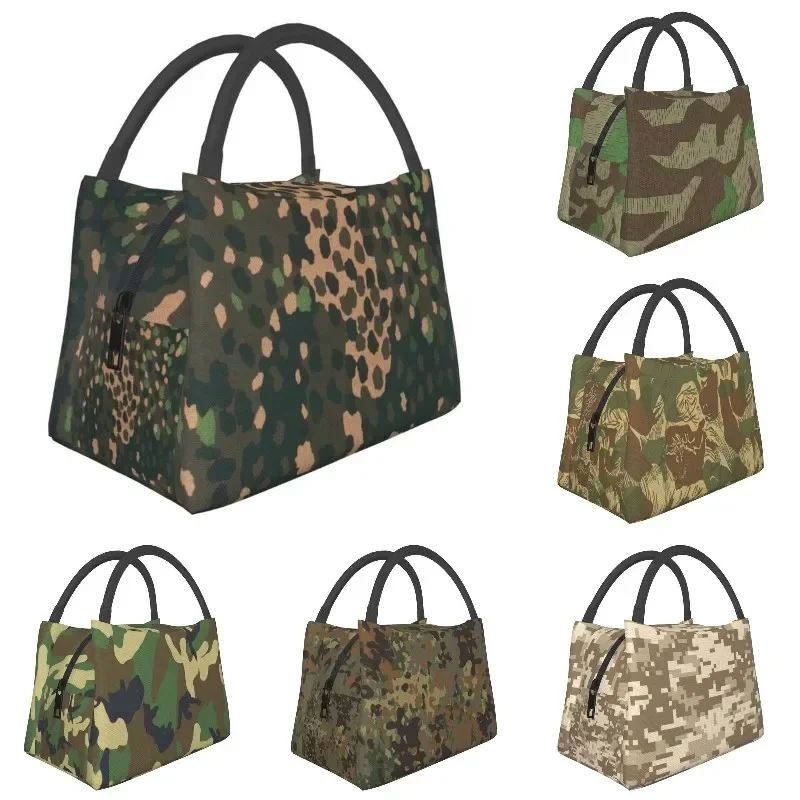 Pea Dot Camo Camouflage Insulated Lunch Bags for Camping Travel Multicam  Leakproof Thermal Cooler Lunch Box Women