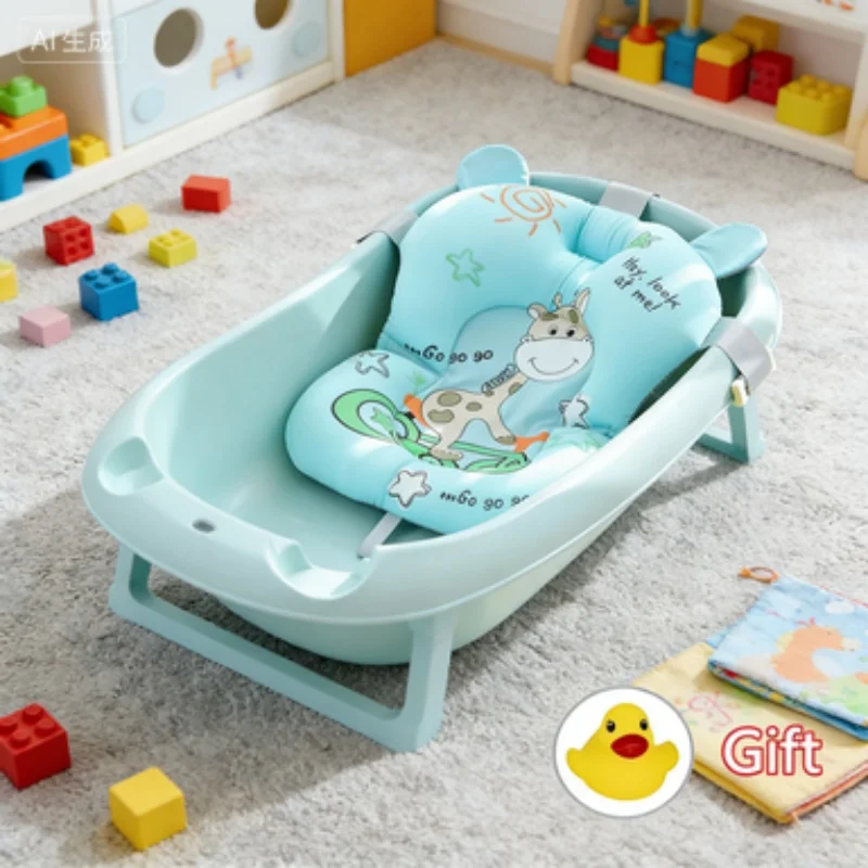 

Anti-Slip Soft Comfort Foldable Baby Bath Seat Support Mat Newborn Infant Bathtub Pillow Tub Pad Chair Body Cushion for Home Use