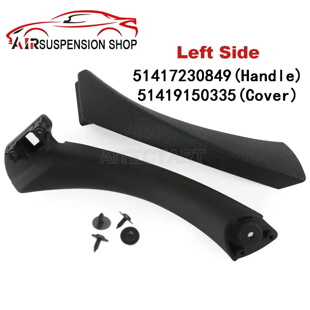 LEFT SIDE BLACK INNER + OUTER DOOR PANEL HANDLE PULL TRIM COVER FOR BMW 3-SERIES E90 328i OEM 51417230849 51419150335 BRAND NEW