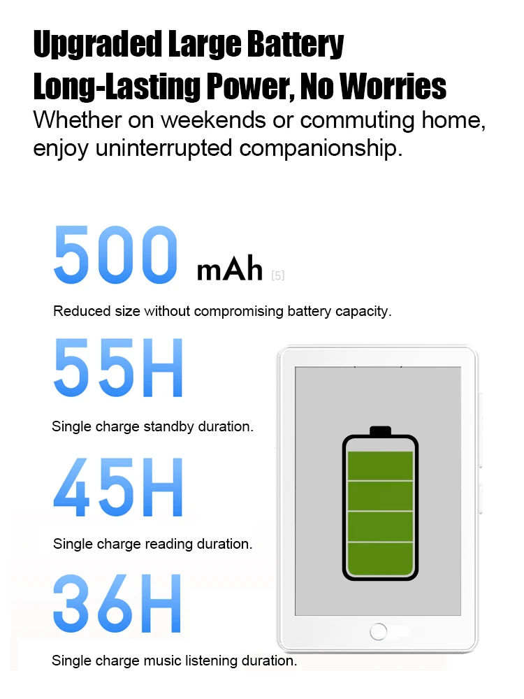 Famue 2.7 Inch E-ink Screen MP3 Player 64GB Mini E-book Reader No Blue Light Eye-Friendly Student Classroom Meeting Recording