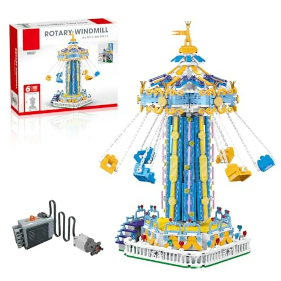 

Motorized Electric Control LED Light Swing-Ride Building Set with 1892pcs City Amusement Park Theme Construction Toy in Multico