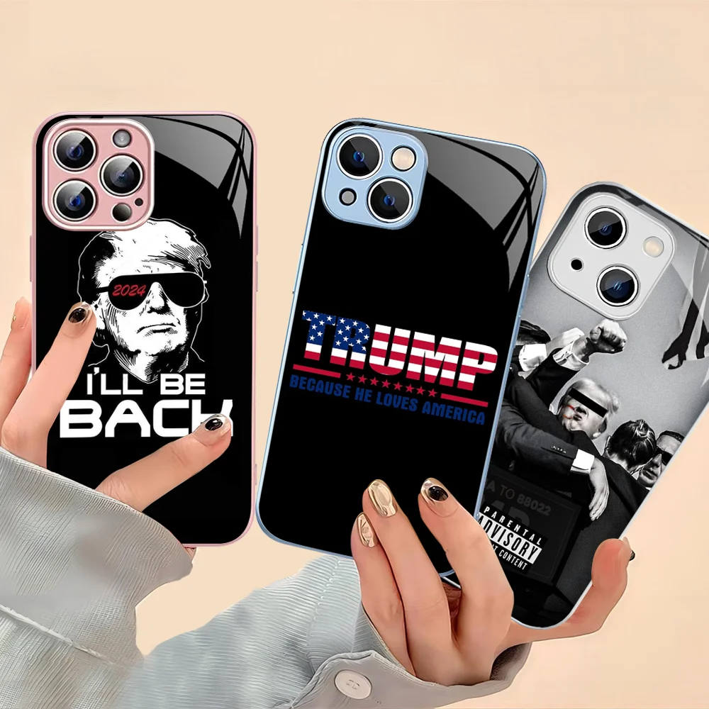 Trump 2024 Phone Case Tempered Glass For Iphone 14 13 12 11 Pro Mini XS MAX 14Plus X XS XR Cover