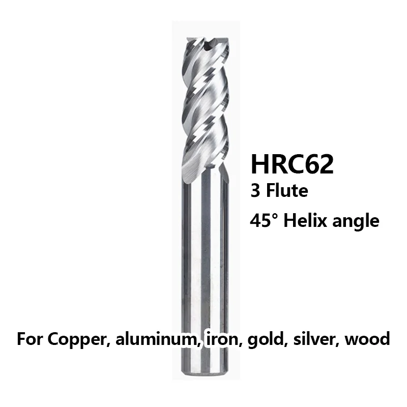HRC70 HRC62 CNC Carbide Flat End Mill 3 4 Flute 123456789 Tungsten Cutter Metal Steel Machining Tool Key Face Square Router Bit