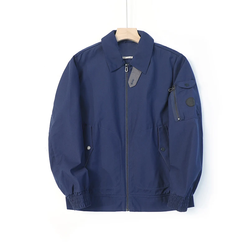 

European Luxury Windproof Waterproof Inner Glue Autumn Winter Men's Outdoor Pilot Collar Jaet Youth Faion Long Sve Zipper
