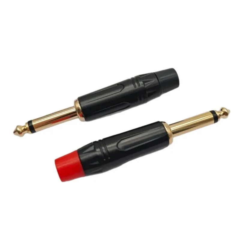 2 Pole Mono / 3 Pole Stereo Jack 6.35mm Connector 6.5MM 1/4 Inch Plug Audio Microphone Cable Connector Gold-Plated